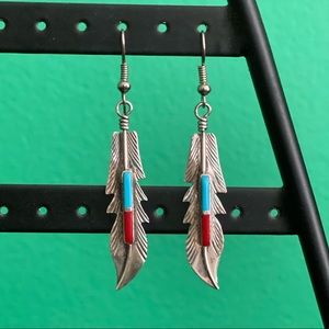 Navajo Sterling Silver Feather Earrings by Barney